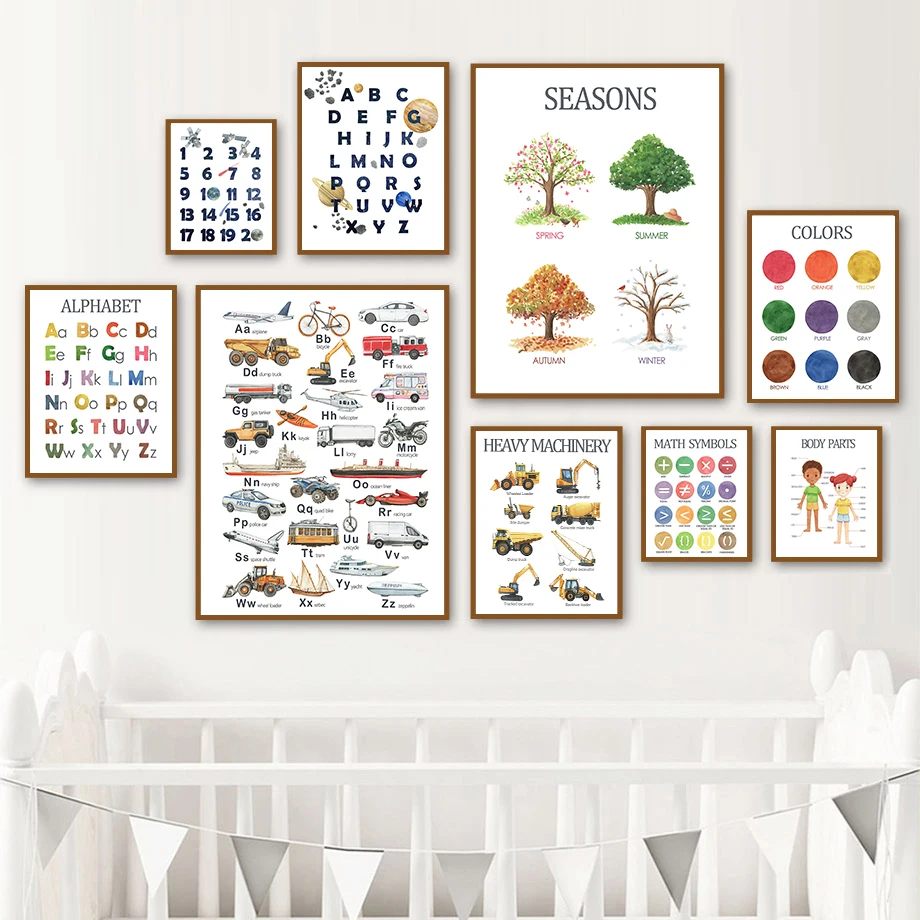 Vehicle Slphabet Color Recognition Seasonal Change Children's Room Fashion Wall Art Canvas Painting Nordic Poster Room Decor
Vehicle Slphabet Color Recognition Seasonal Change Children's Room Fashion Wall Art Canvas Painting Nordic Poster Room Decor