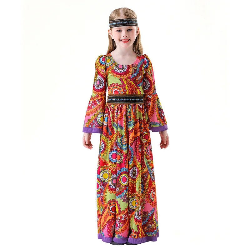 Retro Disco Hippie Cosplay loween Dance Performance Dr Children's Women's Waist-Cinched Dr Ethnic Stage Costume
Retro Disco Hippie Cosplay loween Dance Performance Dr Children's Women's Waist-Cinched Dr Ethnic Stage Costume