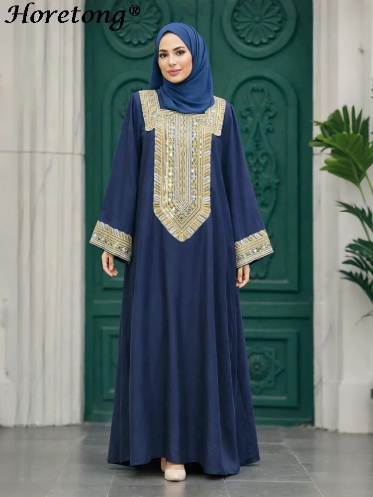 Horetong Muslim Abaya L-3XL Women Embroidered Sequin Patchwork Square Neck Long Sleeve Loose Modest Islamic Elegant Maxi Dress
Horetong Muslim Abaya L-3XL Women Embroidered Sequin Patchwork Square Neck Long Sleeve Loose Modest Islamic Elegant Maxi Dress