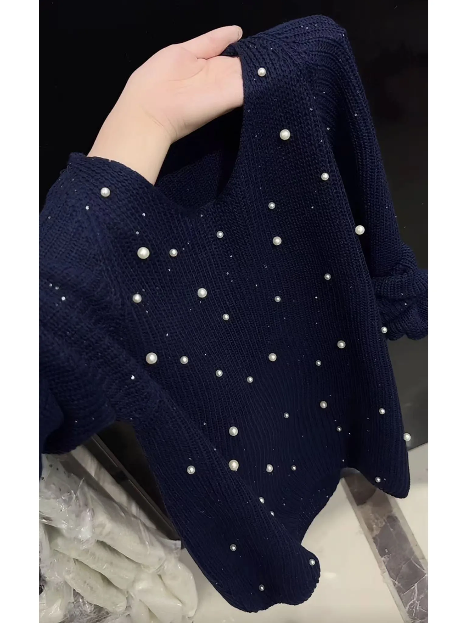 Faionable Long Sve Knit Set Women's Commute Workwear Ele Design Pearl Embellied Top Bot Autumn Collection
Faionable Long Sve Knit Set Women's Commute Workwear Ele Design Pearl Embellied Top Bot Autumn Collection
