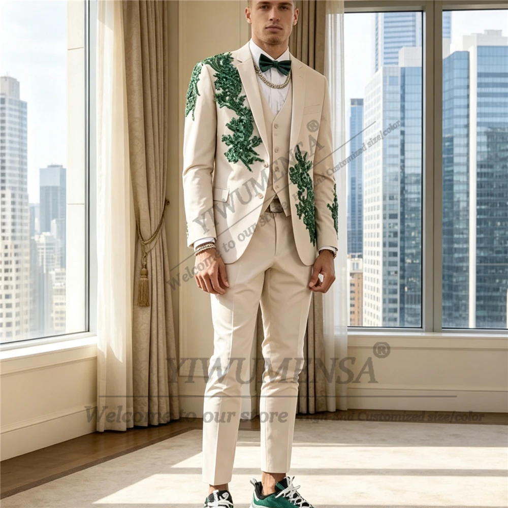 Exclusive Suits Men For Wedding Sparkly Beading Appliques Prom Blazer Customized 2 Piece Sets Groom Tuxedos Slim Fit Ropa Hombre
Exclusive Suits Men For Wedding Sparkly Beading Appliques Prom Blazer Customized 2 Piece Sets Groom Tuxedos Slim Fit Ropa Hombre