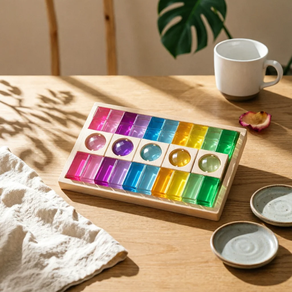 Acrylic Gemstone Building Block Toy Color Recognition Wood Frame Block Tray Rainbow Acrylic Blocks Fine Movement Skills
Acrylic Gemstone Building Block Toy Color Recognition Wood Frame Block Tray Rainbow Acrylic Blocks Fine Movement Skills