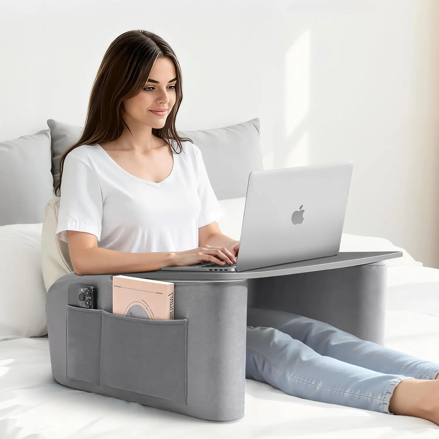 Ergonomic Reading Pillow with Arm Rests and Side Pockets for Gaming, Working on Bed or Couch
Ergonomic Reading Pillow with Arm Rests and Side Pockets for Gaming, Working on Bed or Couch