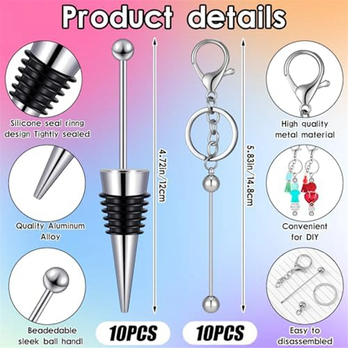 A32P_20Pcs Beaded Key Chains Blank Beaded Wine Bottle Stopper Kit DIY Keychains for Crafts Making Gifts
A32P_20Pcs Beaded Key Chains Blank Beaded Wine Bottle Stopper Kit DIY Keychains for Crafts Making Gifts