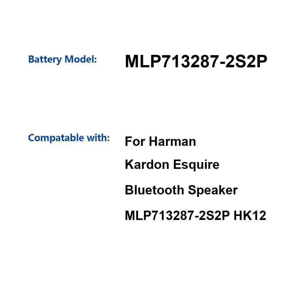 Батарея динамика Bluetooth 4000 мАч для Harman Kardon Esquire Bluetooth-динамик MLP713287-2S2P HK12
Батарея динамика Bluetooth 4000 мАч для Harman Kardon Esquire Bluetooth-динамик MLP713287-2S2P HK12