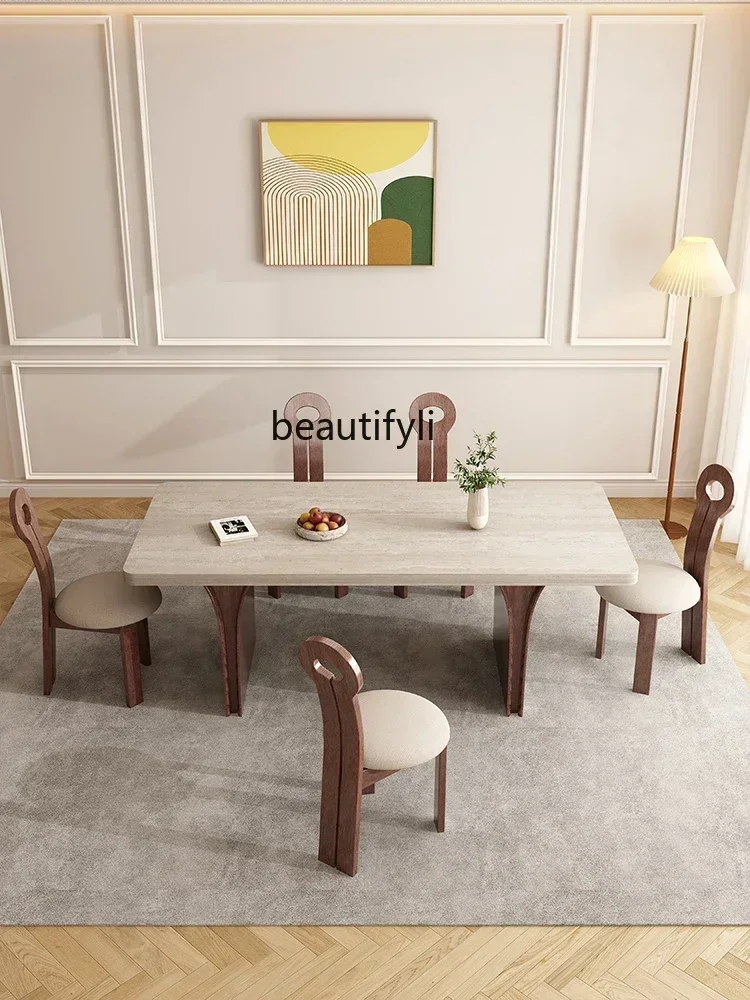 YH Travertine rock slab chair ash wood light French solid wood small apartment oval dining table
YH Travertine rock slab chair ash wood light French solid wood small apartment oval dining table