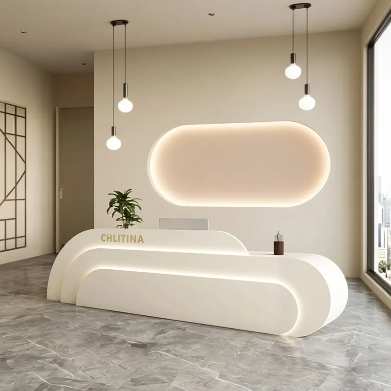 Modern Minimalist Beauty Salon Reception Desk Nordic Creative Arc-shaped Cashier Desk High-end Office Furniture Pulpit FYRD
Modern Minimalist Beauty Salon Reception Desk Nordic Creative Arc-shaped Cashier Desk High-end Office Furniture Pulpit FYRD