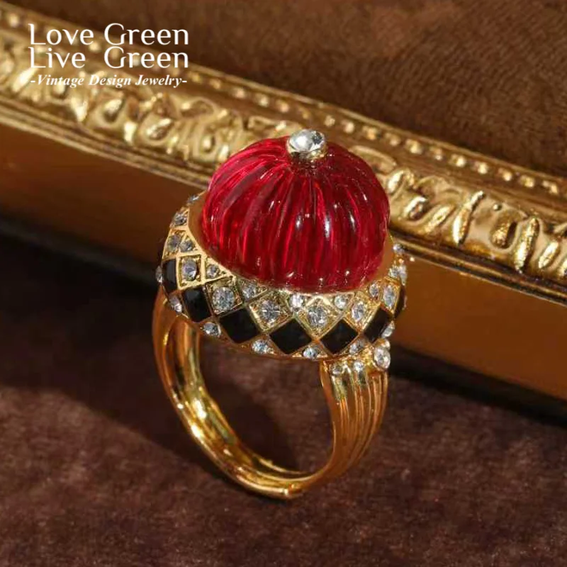 Vintage Red Pumpkin Rings Black Drip Oil Elegant For Woman Gold Color Adjustable Jewelry Trends 2025 High Quality Thanksgiving
Vintage Red Pumpkin Rings Black Drip Oil Elegant For Woman Gold Color Adjustable Jewelry Trends 2025 High Quality Thanksgiving