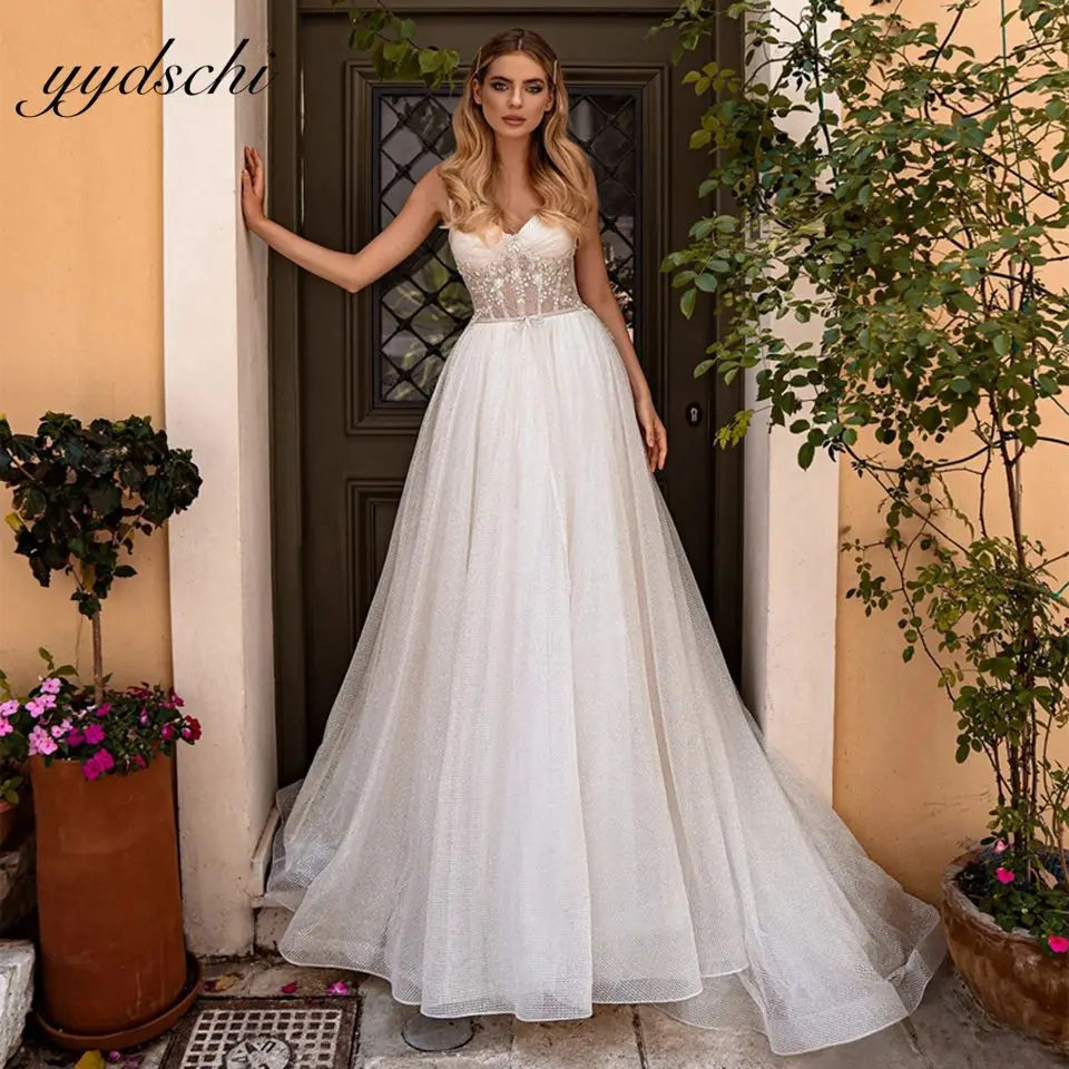 Bohemian Sweetheart Spaghetti Straps Wedding Dresses For Women Beach Party Tulle Sequins Lace Up Bridal Gown Vestido De Novia
Bohemian Sweetheart Spaghetti Straps Wedding Dresses For Women Beach Party Tulle Sequins Lace Up Bridal Gown Vestido De Novia