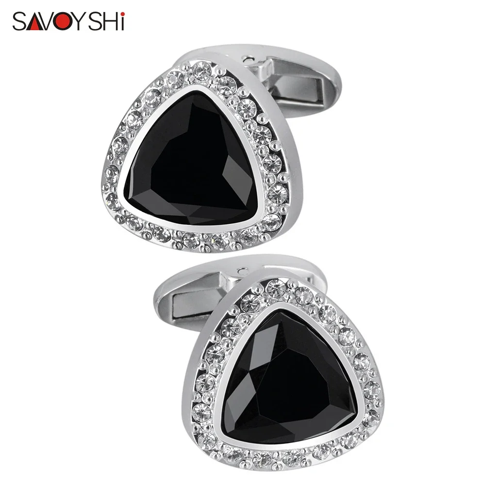 SAVOYSHI Fashion Luxury Triangle Crystal Cufflinks For Mens Black Top Quality Stone Design Hotsale Wedding Cuff Link Jewelry
SAVOYSHI Fashion Luxury Triangle Crystal Cufflinks For Mens Black Top Quality Stone Design Hotsale Wedding Cuff Link Jewelry