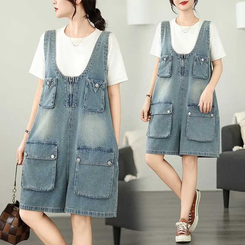 2025 Summer new Loose Blue Denim Jumpsuit Rompers Fashion Korean Version Shoulder Strap Women's Jeans Overall
2025 Summer new Loose Blue Denim Jumpsuit Rompers Fashion Korean Version Shoulder Strap Women's Jeans Overall