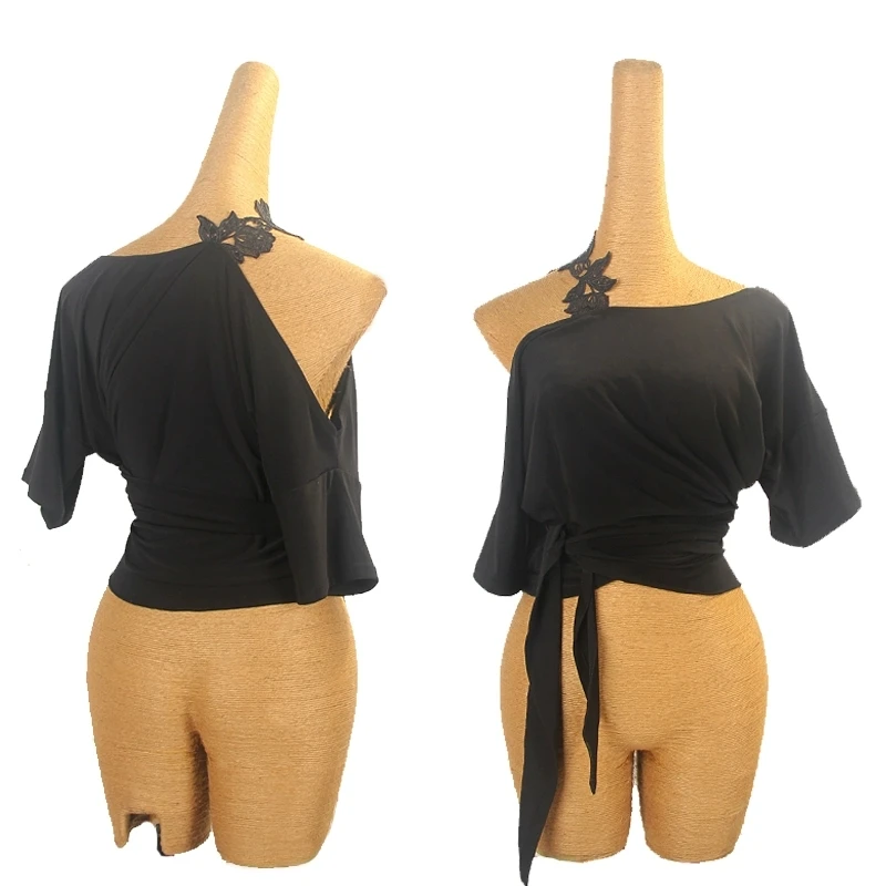 Latin Dance Professional Practice Clothing Black Loose Slim Top Women's Tango Samba Diagonal Shoulder Short Sleeve Training Tops
Latin Dance Professional Practice Clothing Black Loose Slim Top Women's Tango Samba Diagonal Shoulder Short Sleeve Training Tops