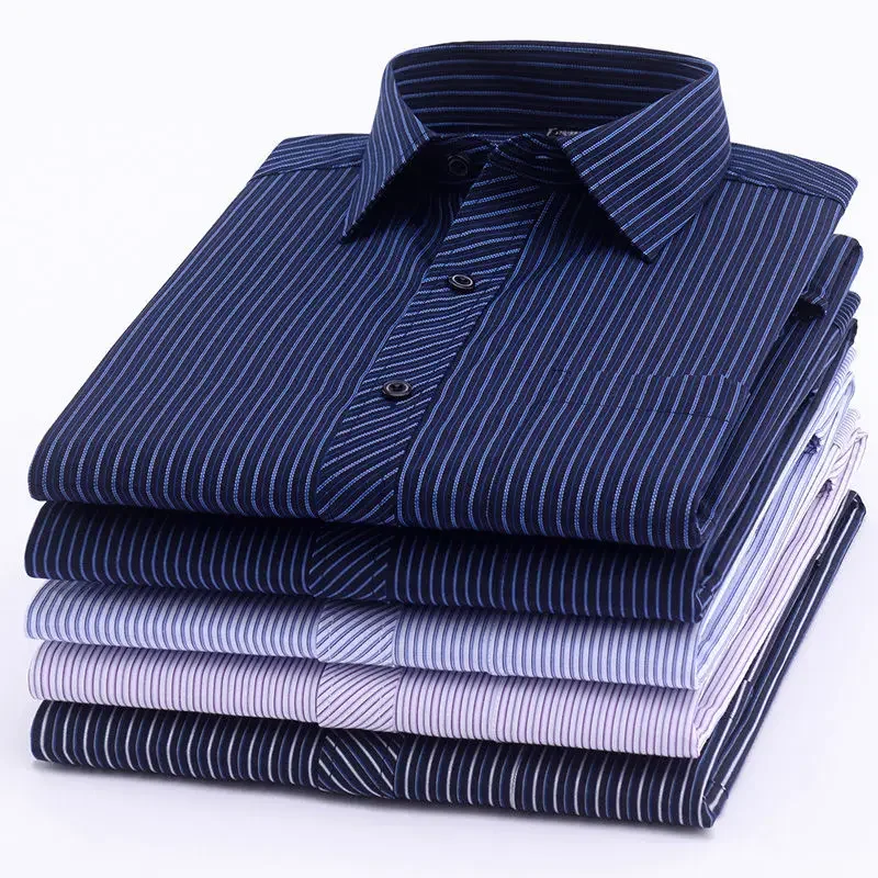 Mens Business Non-Ironing Stripe Dress Shirt Long Sleeve Loose Fit Shirts for Men Spring Autumn Fashionable Casual Clothing Male
Mens Business Non-Ironing Stripe Dress Shirt Long Sleeve Loose Fit Shirts for Men Spring Autumn Fashionable Casual Clothing Male