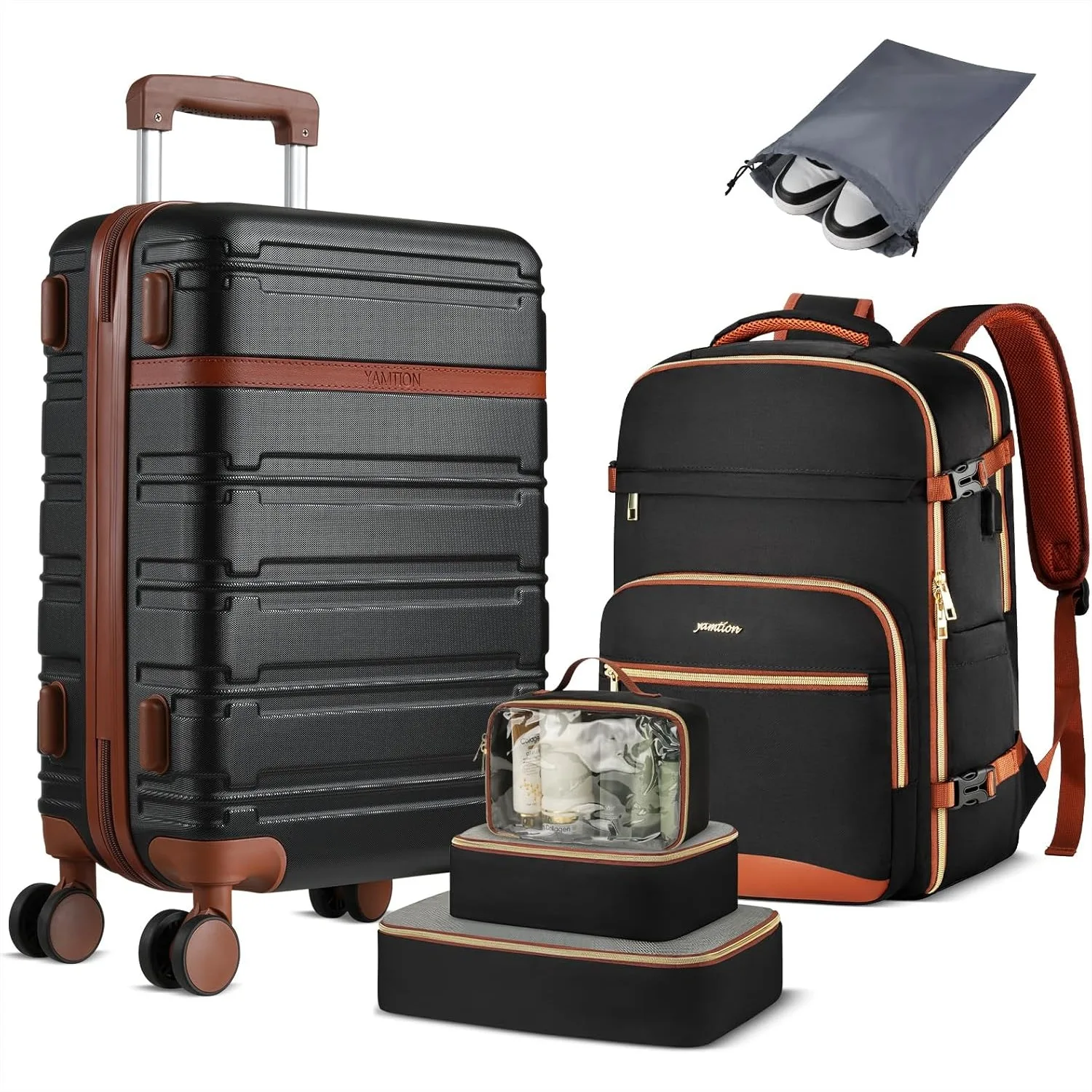 6 Piece Hardside Luggage Set with Spinner Wheels, TSA Lock, Carry On Suitcase and Travel Backpack for Personal Items
6 Piece Hardside Luggage Set with Spinner Wheels, TSA Lock, Carry On Suitcase and Travel Backpack for Personal Items