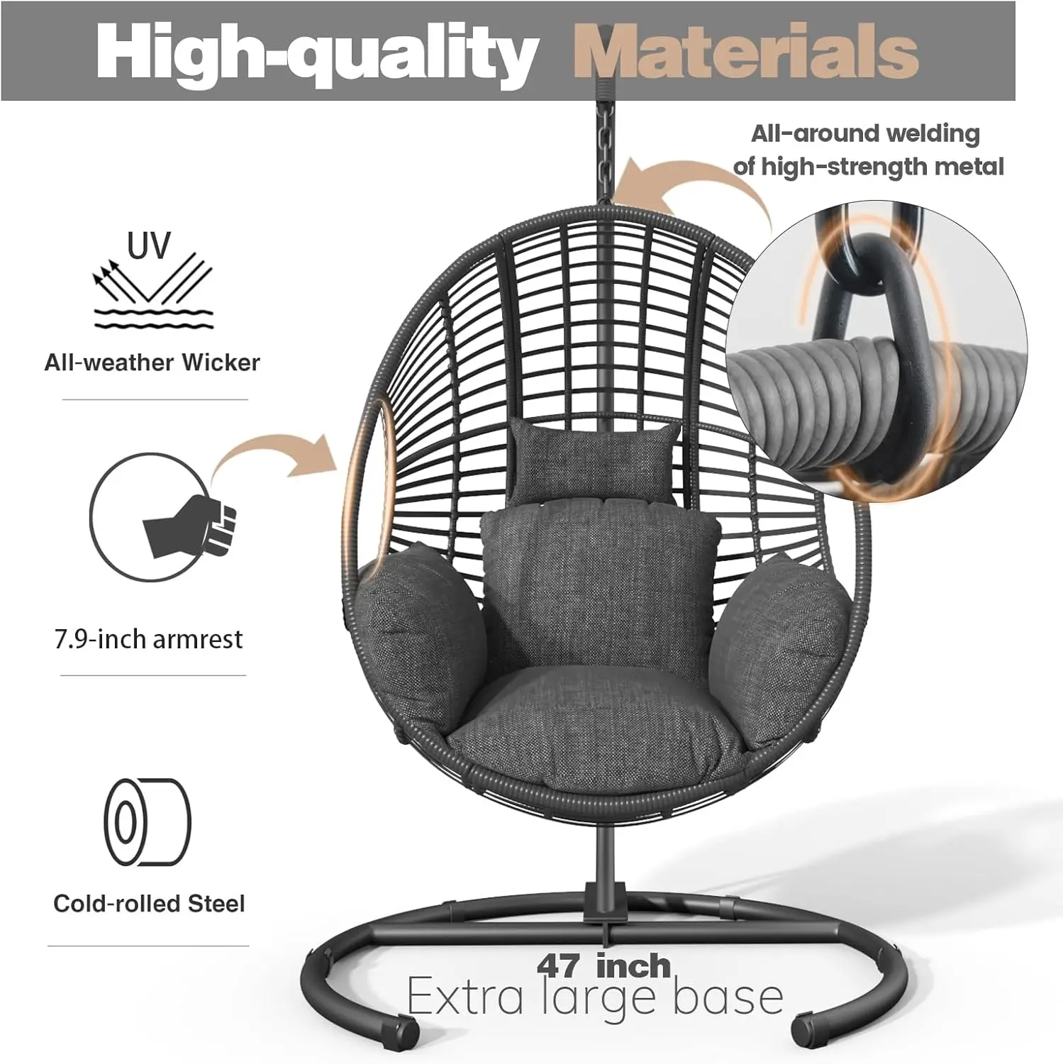 Oversized Wicker Egg Chair with Stand, Comfortable Outdoor Swing for Patio, Garden, Balcony – 400lbs Capacity
Oversized Wicker Egg Chair with Stand, Comfortable Outdoor Swing for Patio, Garden, Balcony – 400lbs Capacity