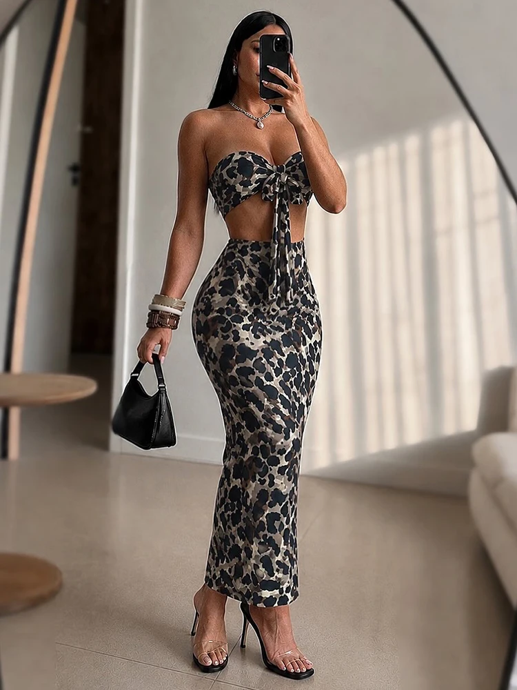 Nibber Fashion 2 Piece Set Woman Leopard Print Bowknot Shoulder Wrap Chest Backless Crop Tops+Skinny Long Skirt Style Sexy Suit
Nibber Fashion 2 Piece Set Woman Leopard Print Bowknot Shoulder Wrap Chest Backless Crop Tops+Skinny Long Skirt Style Sexy Suit