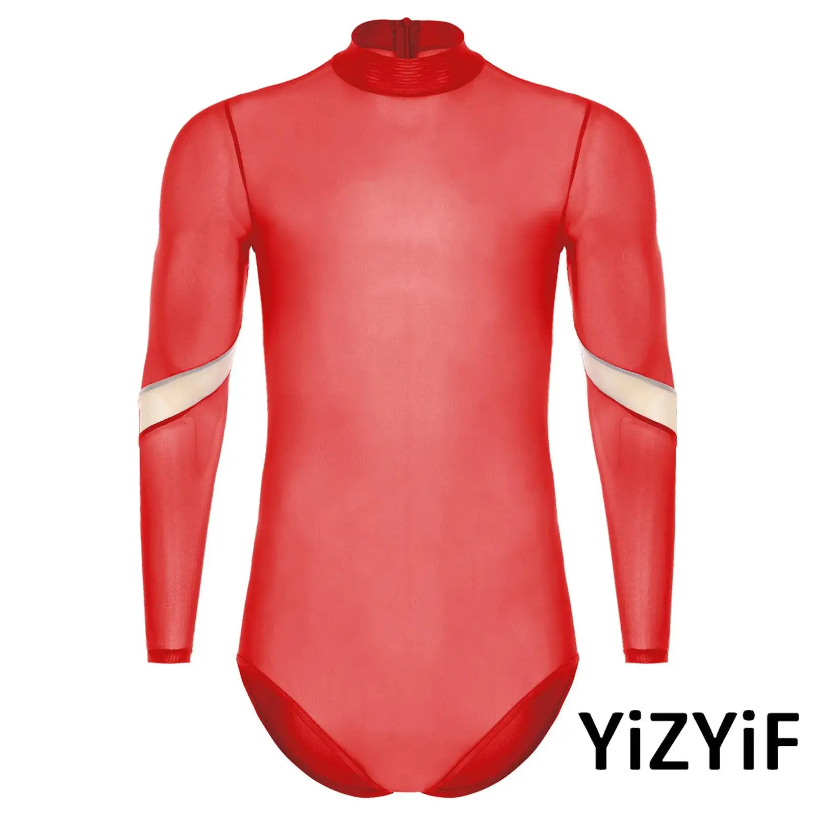 Mens Sensual Mesh Bodysuit Sheer Mock Neck Long Sleeve Leotard with Hidden Back Zipper Valentine Night Lingerie Jumpsuit
Mens Sensual Mesh Bodysuit Sheer Mock Neck Long Sleeve Leotard with Hidden Back Zipper Valentine Night Lingerie Jumpsuit