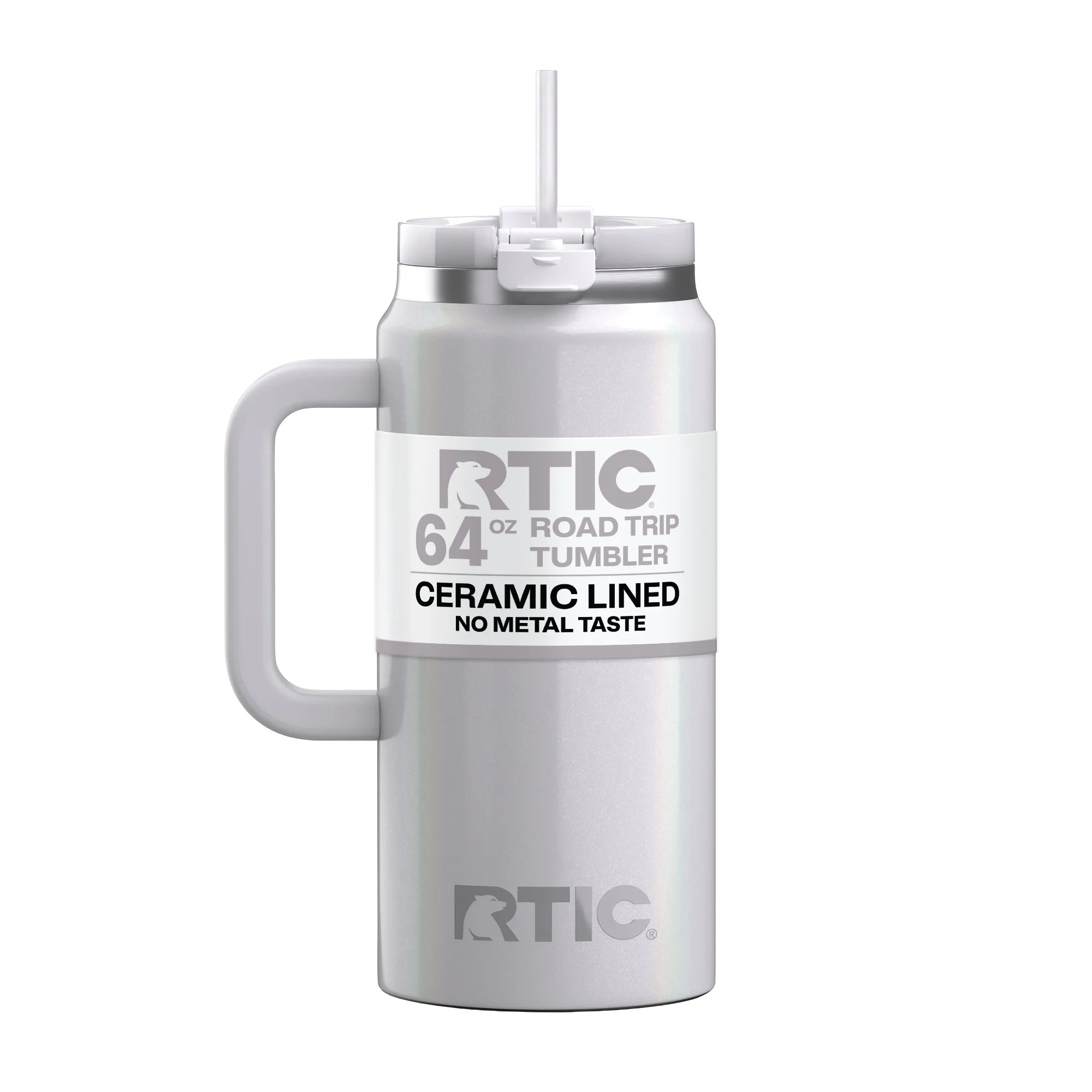 Ceramic-lined insulated tumbler for road trips, leak-resistant lid, white glitter finish, 64 oz capacity
Ceramic-lined insulated tumbler for road trips, leak-resistant lid, white glitter finish, 64 oz capacity