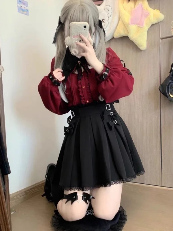 Японский комплект Sle Sweetheart Encounter Set с высокой талией, кружевная длинная юбка Sve irt k Sle Faion, комплект для женщин, осень
Японский комплект Sle Sweetheart Encounter Set с высокой талией, кружевная длинная юбка Sve irt k Sle Faion, комплект для женщин, осень