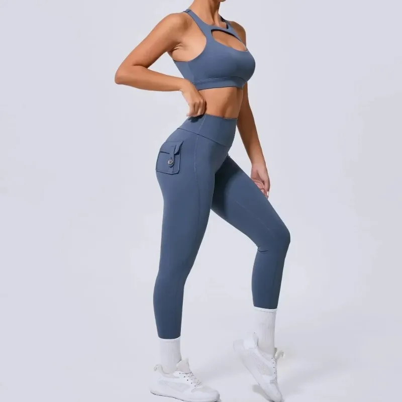 Seamless Yoga Sets Sports Fitness High Waist Hip-lifting Backless Pocket Pants Bra Suit Workout Gym Leggings Tracksuit for Women
Seamless Yoga Sets Sports Fitness High Waist Hip-lifting Backless Pocket Pants Bra Suit Workout Gym Leggings Tracksuit for Women