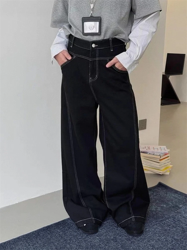 Women's Curved Wide Leg Unisex Fashion Black Jeans Street Style Trousers Cool Girl Casual Bottoms Female High Waist Denim Pants
Women's Curved Wide Leg Unisex Fashion Black Jeans Street Style Trousers Cool Girl Casual Bottoms Female High Waist Denim Pants