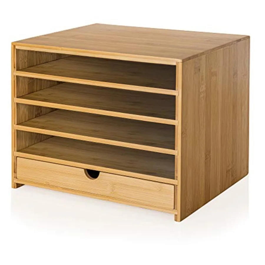 Bamboo Four Cubby Paper Letter Tray Organizer with Single Pull-Out Drawer for Home and Office Desktop Organizer with Drawer - N
Bamboo Four Cubby Paper Letter Tray Organizer with Single Pull-Out Drawer for Home and Office Desktop Organizer with Drawer - N