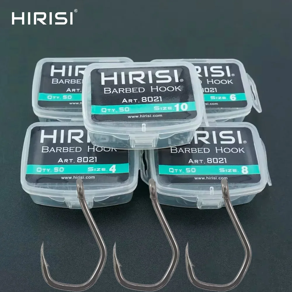 Hirisi 50pcs PTFE Coated High Carbon Stainless Steel Barbed Fish Hook With Eye 8021 Fishing Accessories
Hirisi 50pcs PTFE Coated High Carbon Stainless Steel Barbed Fish Hook With Eye 8021 Fishing Accessories