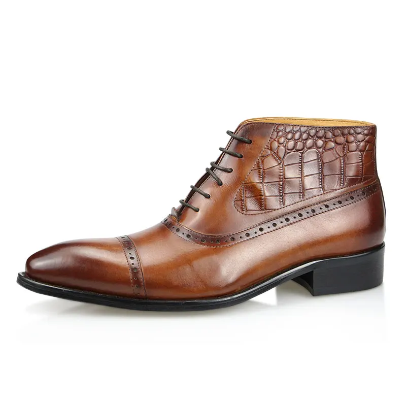 Fashion High Ankle Boots For Men Genuine Leather Luxury Printing Business Dress Shoe Pointed Toe Retro Classic Brown Male's Boot
Fashion High Ankle Boots For Men Genuine Leather Luxury Printing Business Dress Shoe Pointed Toe Retro Classic Brown Male's Boot