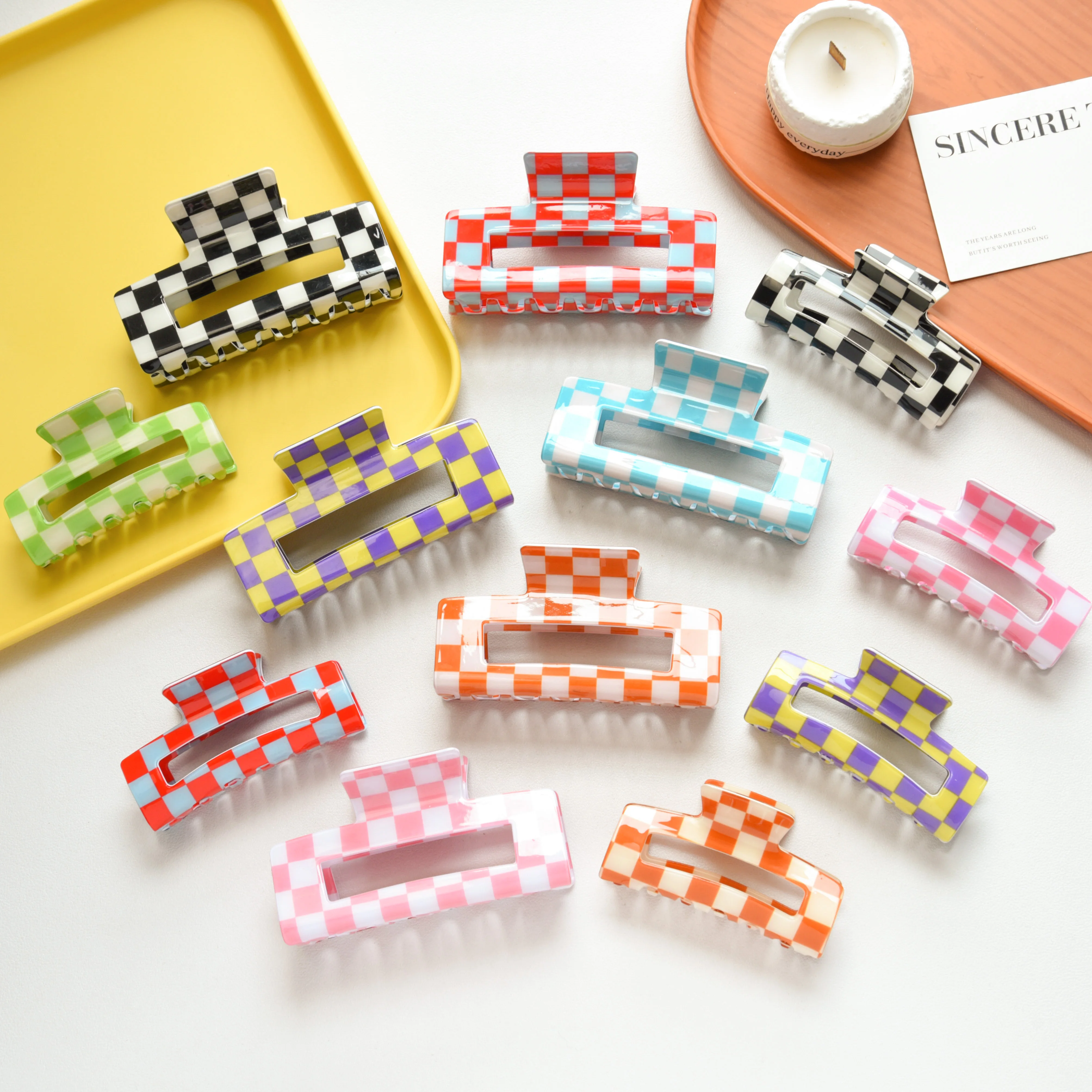 Colorful Checkered Rectangle Hair Claw Bright Fashion Large Claw Clip Senior Ins Claw Clamps Hair Accessories for Women Girls
Colorful Checkered Rectangle Hair Claw Bright Fashion Large Claw Clip Senior Ins Claw Clamps Hair Accessories for Women Girls