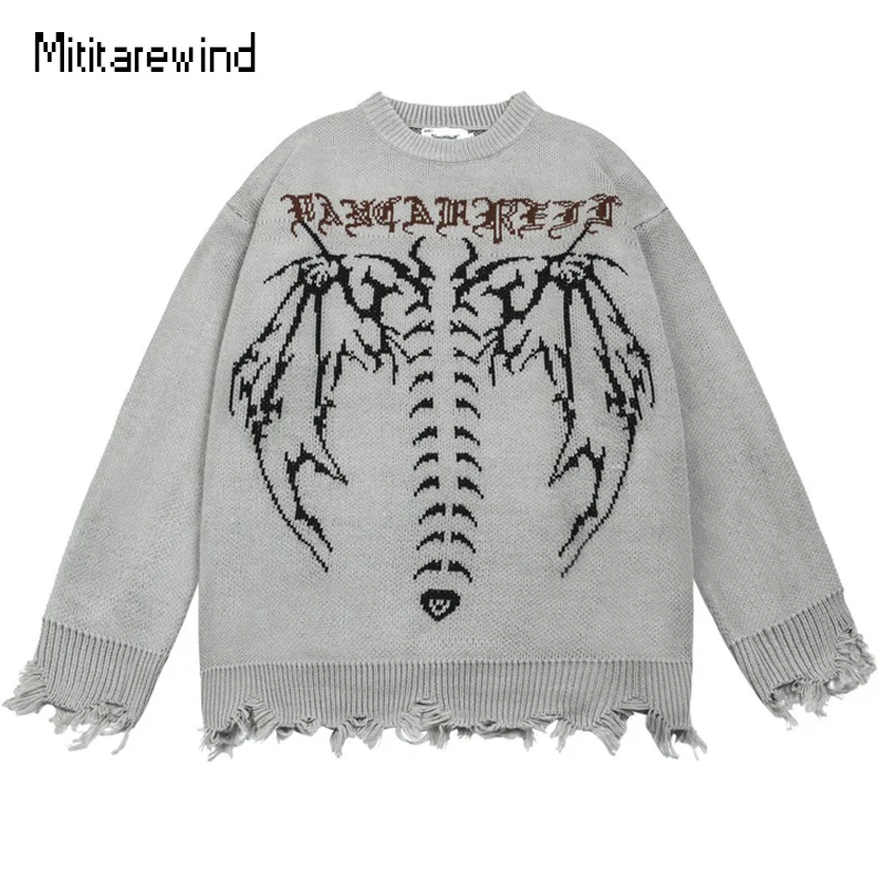 Skeleton Jacquard Sweater Men Pullover Women High Street Fashion Ripped Hem Knitted Sweater Hip Hop Streetwear
Skeleton Jacquard Sweater Men Pullover Women High Street Fashion Ripped Hem Knitted Sweater Hip Hop Streetwear