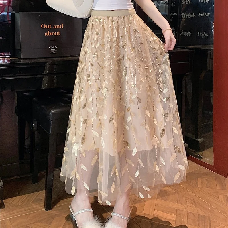 Elegant Embroidered Mesh Half Skirt Women's Spring Summer New Style Elastic Waist A-Line Ball Gown Skirt Gentle Style
Elegant Embroidered Mesh Half Skirt Women's Spring Summer New Style Elastic Waist A-Line Ball Gown Skirt Gentle Style