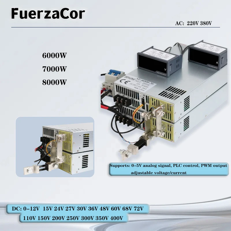 12V-400V Adjustable Power Supply 6000W 7000W 8000W SMPS 0-5V Analog Signal PLC Control PWM 220V 380V AC-DC Motor Battery LED Use
12V-400V Adjustable Power Supply 6000W 7000W 8000W SMPS 0-5V Analog Signal PLC Control PWM 220V 380V AC-DC Motor Battery LED Use
