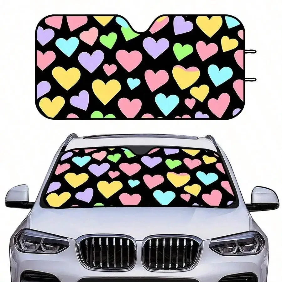 Foldable Car Sunshade With Colorful Heart Pattern For Front Windshield Heat Insulation Universal Fit
Foldable Car Sunshade With Colorful Heart Pattern For Front Windshield Heat Insulation Universal Fit