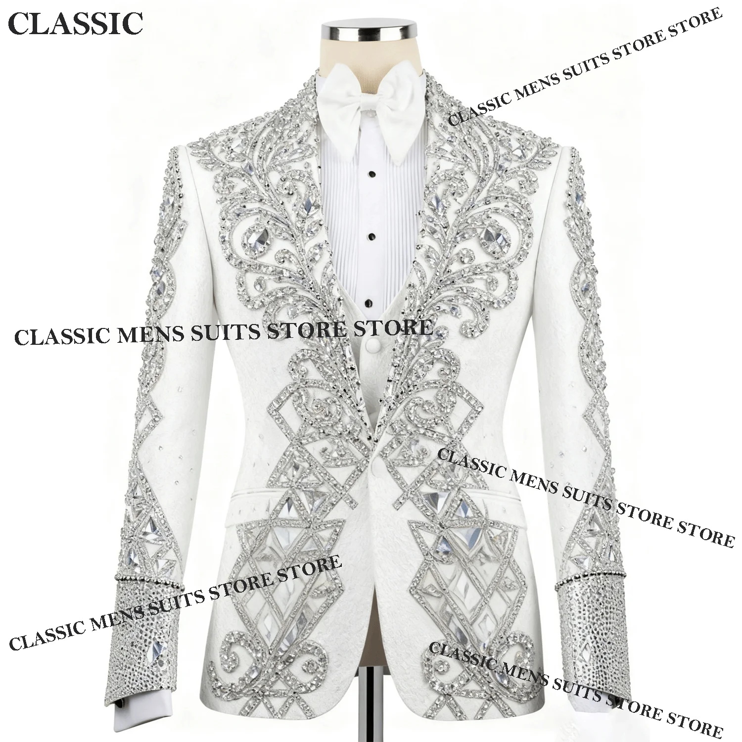 Exquisite Tuxedos Men Suits Diamond Decoration Peaked Lapel Groom 2 Pieces Set Luxury Customized Wedding Male Prom Blazers suit
Exquisite Tuxedos Men Suits Diamond Decoration Peaked Lapel Groom 2 Pieces Set Luxury Customized Wedding Male Prom Blazers suit