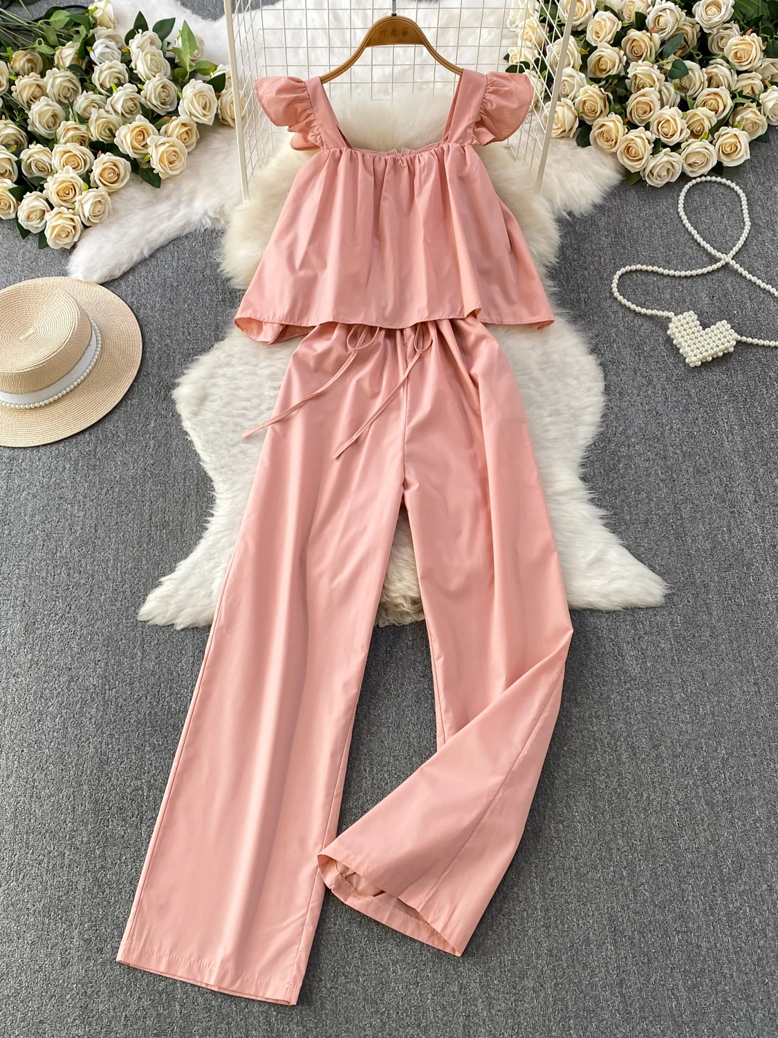 Business Casual Loose Wide Leg Pants Drawstring Waist Fly Sleeve Square Collar Women's Clothing Commute Style
Business Casual Loose Wide Leg Pants Drawstring Waist Fly Sleeve Square Collar Women's Clothing Commute Style