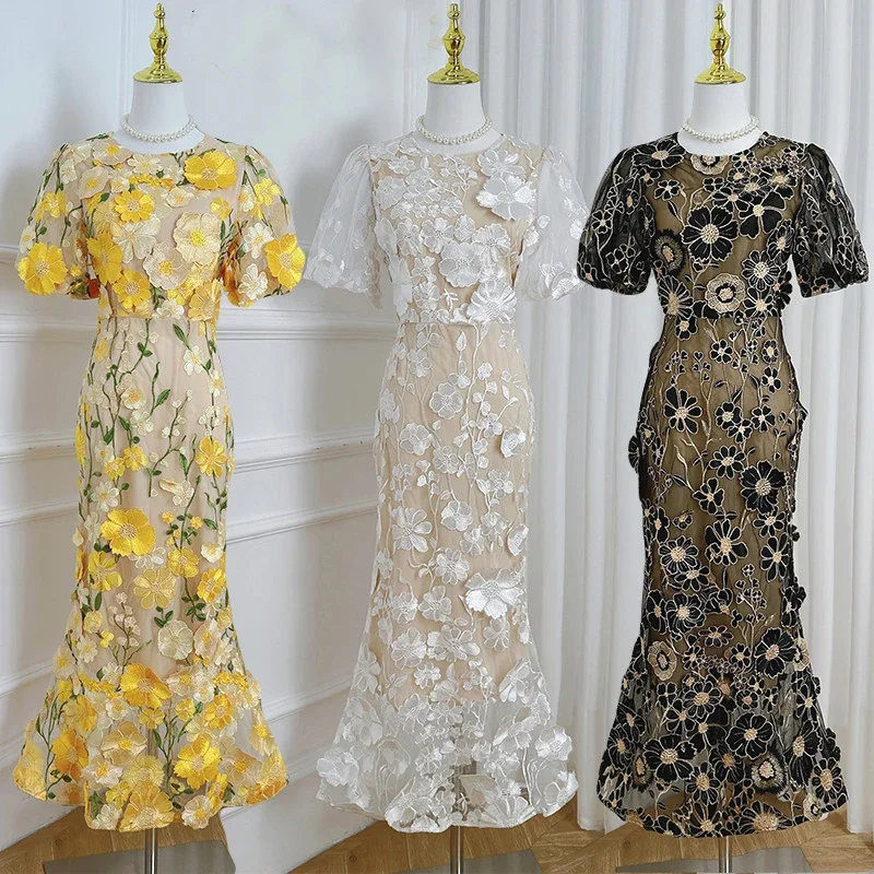 Летнее кружевное элегантное платье с вышивкой, женское длинное платье русалки с коротким рукавом и 3D цветком, ажурные платья, Vestidos
Летнее кружевное элегантное платье с вышивкой, женское длинное платье русалки с коротким рукавом и 3D цветком, ажурные платья, Vestidos