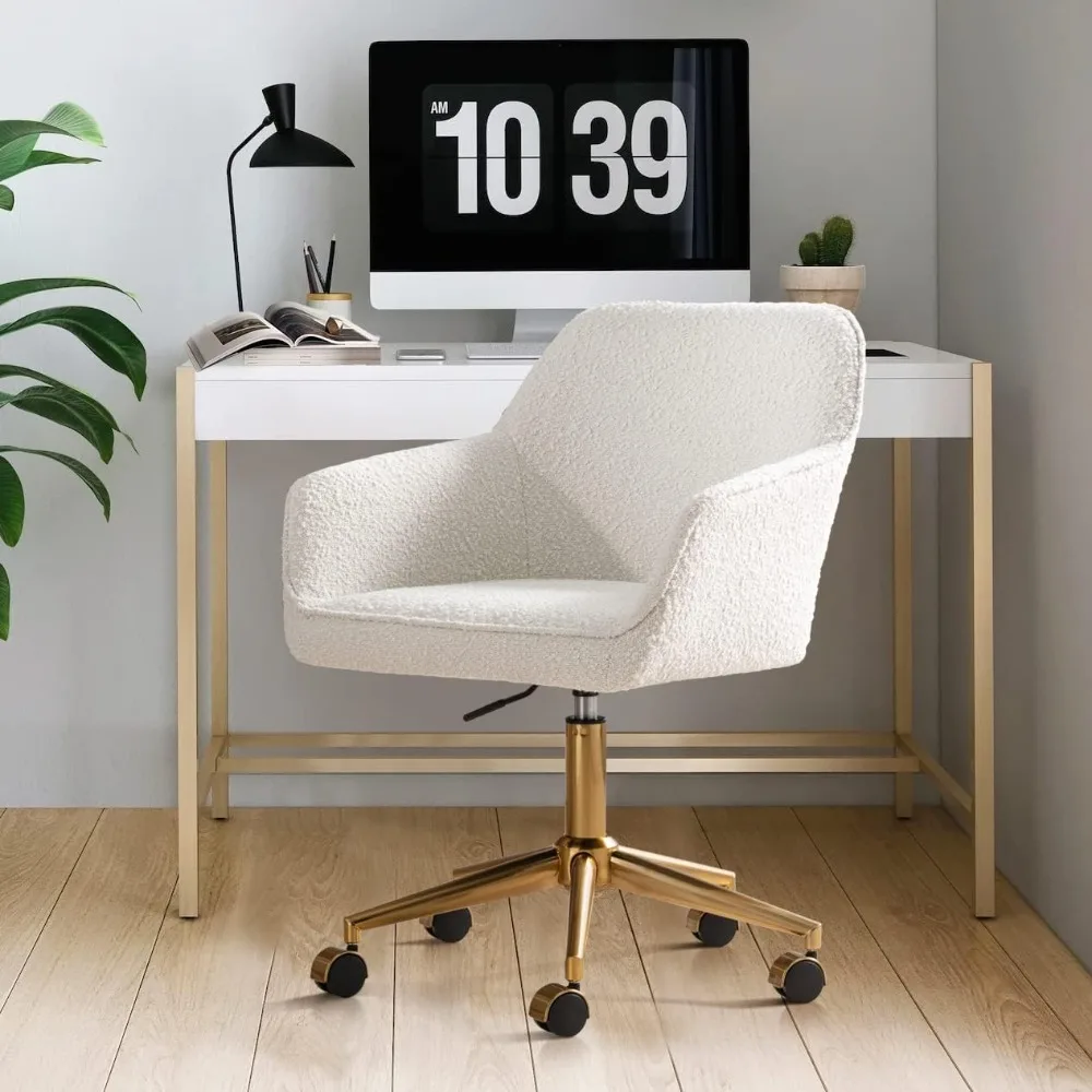 Modern Desk Chair with Wheels, White Swivel Vanity Chair for Girls Women, Upholstered Home Office Chair Boucle Armchair for Bed
Modern Desk Chair with Wheels, White Swivel Vanity Chair for Girls Women, Upholstered Home Office Chair Boucle Armchair for Bed