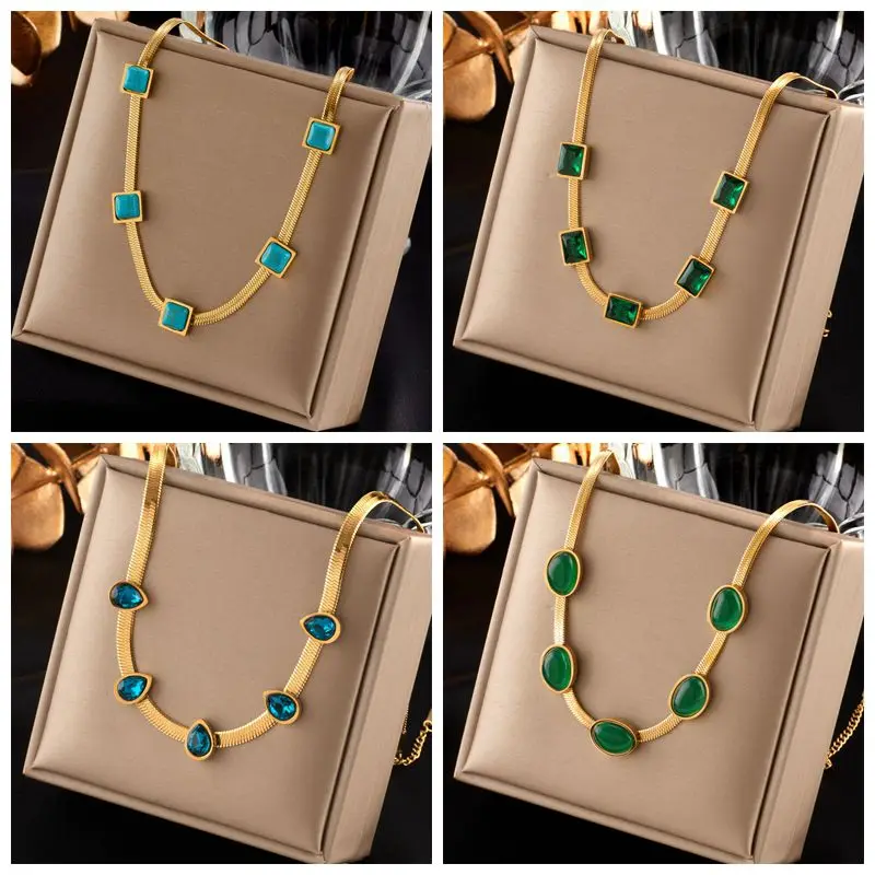 MEYRROYU 316L Stainless Steel Green Stone Crytal Snake Chain Multilayer Necklace For Women Pendant Boho Fashion Jewelry Gift
MEYRROYU 316L Stainless Steel Green Stone Crytal Snake Chain Multilayer Necklace For Women Pendant Boho Fashion Jewelry Gift