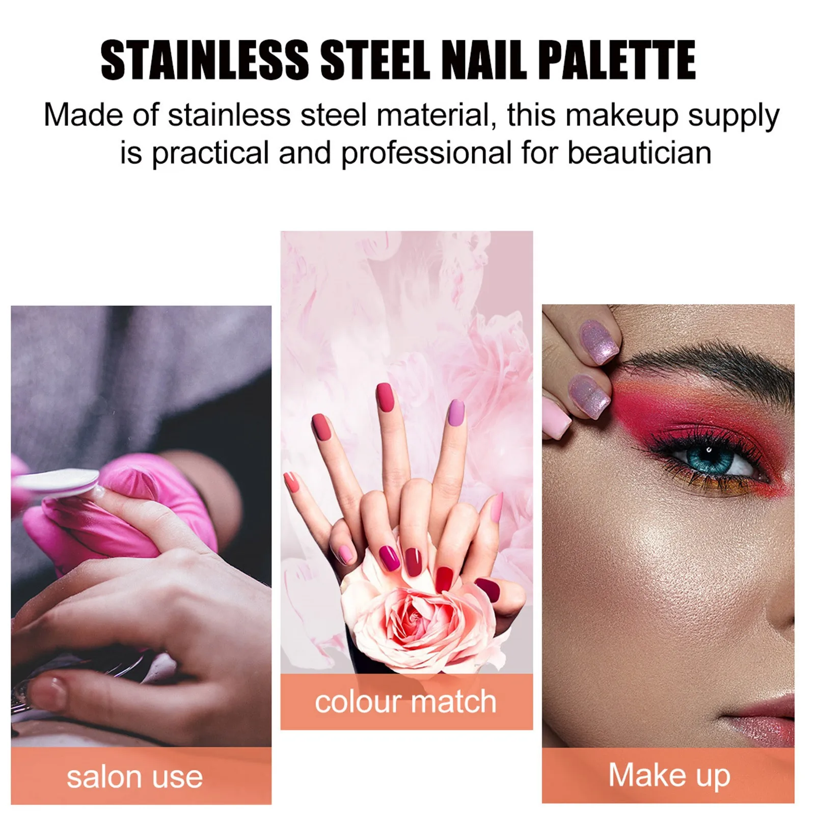 3Sets Nail Art Color Mixing Boards Stainless Steel Palettes Makeup Foundation Pallets Manicure Color Tray Salon Use
3Sets Nail Art Color Mixing Boards Stainless Steel Palettes Makeup Foundation Pallets Manicure Color Tray Salon Use