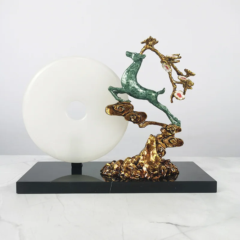 New Chinese jade safety buckle ornament, living room TV cabinet, entrance study decoration ornament, lucky deer housewarming
New Chinese jade safety buckle ornament, living room TV cabinet, entrance study decoration ornament, lucky deer housewarming