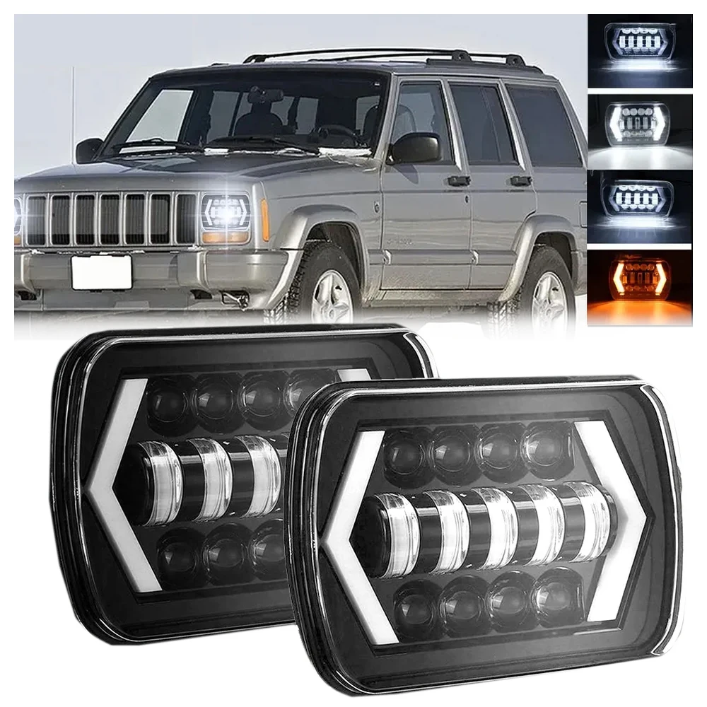 5X7" 7x6'' LED Headlight White DRL Amber Turn Signal for Jeep Wrangler YJ Cherokee XJ H6014 H6052 H6054 H4 Square Headlamp 55W
5X7" 7x6'' LED Headlight White DRL Amber Turn Signal for Jeep Wrangler YJ Cherokee XJ H6014 H6052 H6054 H4 Square Headlamp 55W