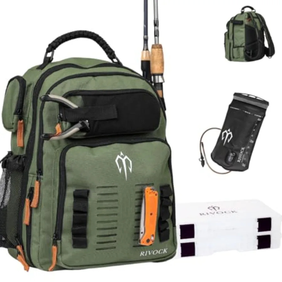 Fishing Tackle Backpack with Rod Holder 2 Tackle Boxes 35L Insulated Cooler Storage Bag Hydration Bladder Hiking Daypack for Fi
Fishing Tackle Backpack with Rod Holder 2 Tackle Boxes 35L Insulated Cooler Storage Bag Hydration Bladder Hiking Daypack for Fi