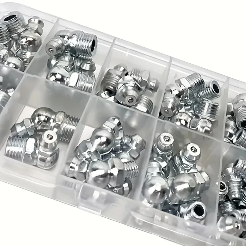 18Pcs M6 M8 M10 Straight & Bent Grease Nipples Set, Universal Straight Elbow Zerk Fittings for Grease Gun
18Pcs M6 M8 M10 Straight & Bent Grease Nipples Set, Universal Straight Elbow Zerk Fittings for Grease Gun