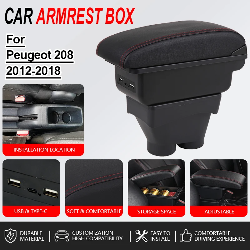 Armrest For Peugeot 208 2012-2014 2015 2016 2017 2018 Car Console Armrest Storage Box With USB Interior Design Car Accessories
Armrest For Peugeot 208 2012-2014 2015 2016 2017 2018 Car Console Armrest Storage Box With USB Interior Design Car Accessories
