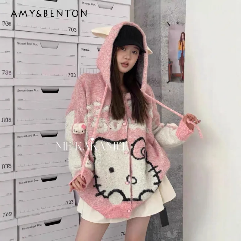 2025 Winter New Japanese Sweet Girl Cute Jacquard Versatile Loose Hooded Sweater Coat For Women's Long-sleeves Knitwear Cardigan
2025 Winter New Japanese Sweet Girl Cute Jacquard Versatile Loose Hooded Sweater Coat For Women's Long-sleeves Knitwear Cardigan