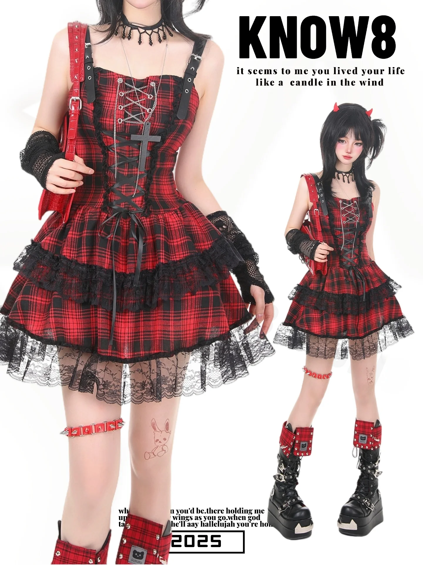 Gothic Dark Style Lightweight Plaid Dress Red Color Women's Concert Outfit High Waist Sleeveless Skirt Single Piece Spring Su...
Gothic Dark Style Lightweight Plaid Dress Red Color Women's Concert Outfit High Waist Sleeveless Skirt Single Piece Spring Su...