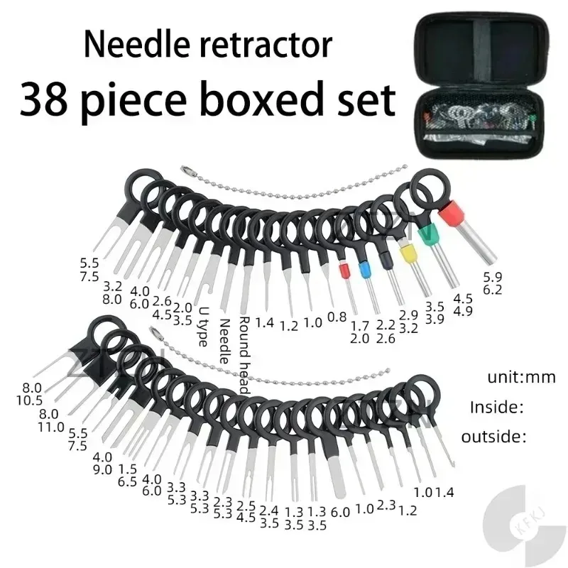 38pcs Auto Terminal Harness Disassembly Tool Kit, for Unplugging Connector Crimping Pins, Returning Pin Plugs, Needle Extractors
38pcs Auto Terminal Harness Disassembly Tool Kit, for Unplugging Connector Crimping Pins, Returning Pin Plugs, Needle Extractors