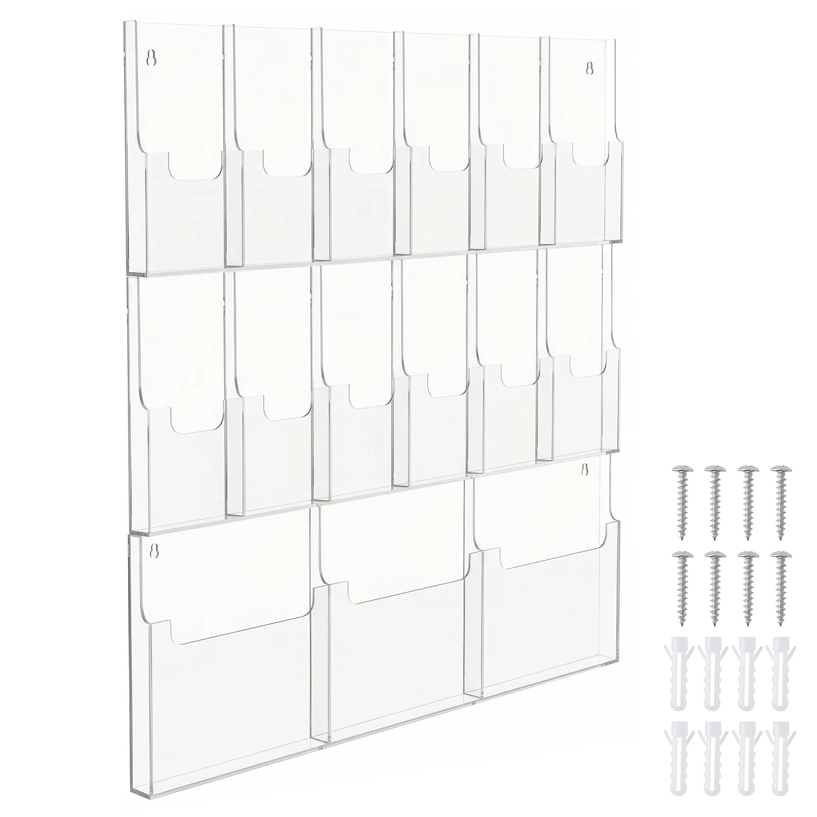 18/15 Pockets Business Card Wall Holder 6/3 Magazine Pockets 12 Pamphlet Pockets 10/5inches for Office Menu Advertise
18/15 Pockets Business Card Wall Holder 6/3 Magazine Pockets 12 Pamphlet Pockets 10/5inches for Office Menu Advertise