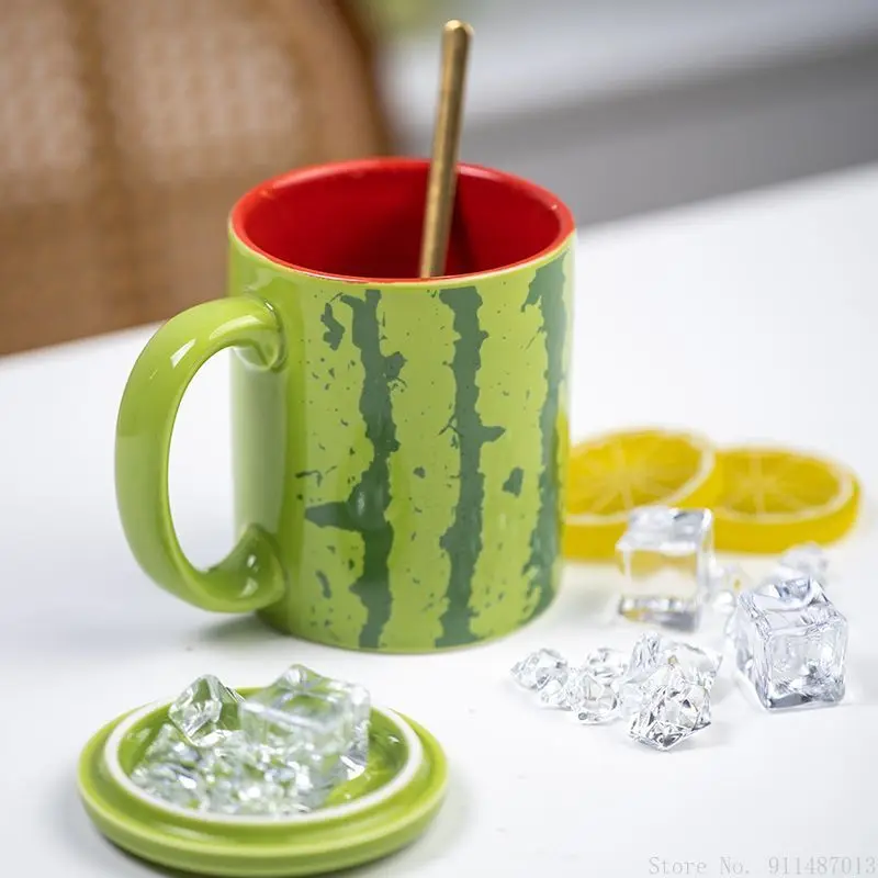 1pc Creative Watermelon Pattern With Cover Mug Household Kitchen Restaurant Supplies Breakfast Afternoon Milk Water Coffee Cup
1pc Creative Watermelon Pattern With Cover Mug Household Kitchen Restaurant Supplies Breakfast Afternoon Milk Water Coffee Cup