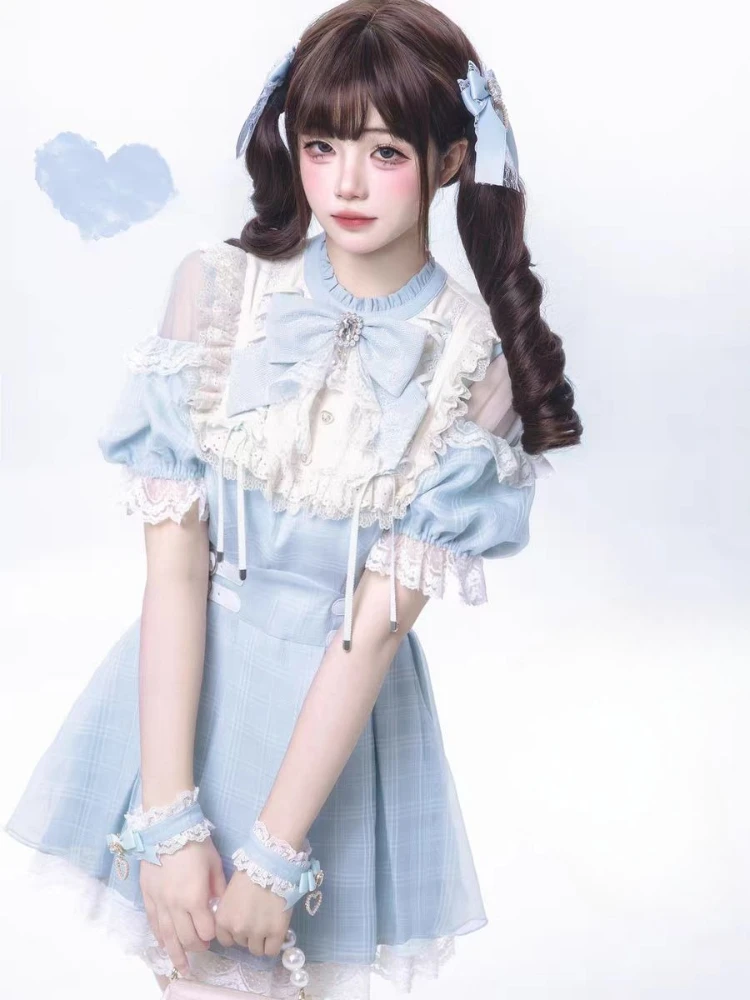 Japanese Sweet Lolita Bow Dress Shorts Set Women Kawaii Lace Ruffles Off Shoulder Plaid Shirts Dress Gothic Y2k Slim Party Dress
Japanese Sweet Lolita Bow Dress Shorts Set Women Kawaii Lace Ruffles Off Shoulder Plaid Shirts Dress Gothic Y2k Slim Party Dress